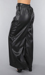 Tall Lederlook Wide Leg Pantalon in Zwart