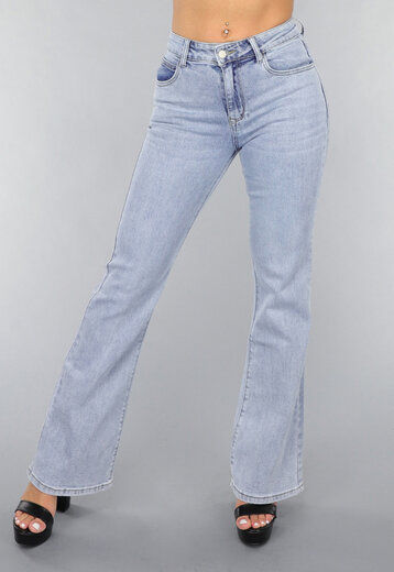 Mid Waist Flared Jeans met Wassing