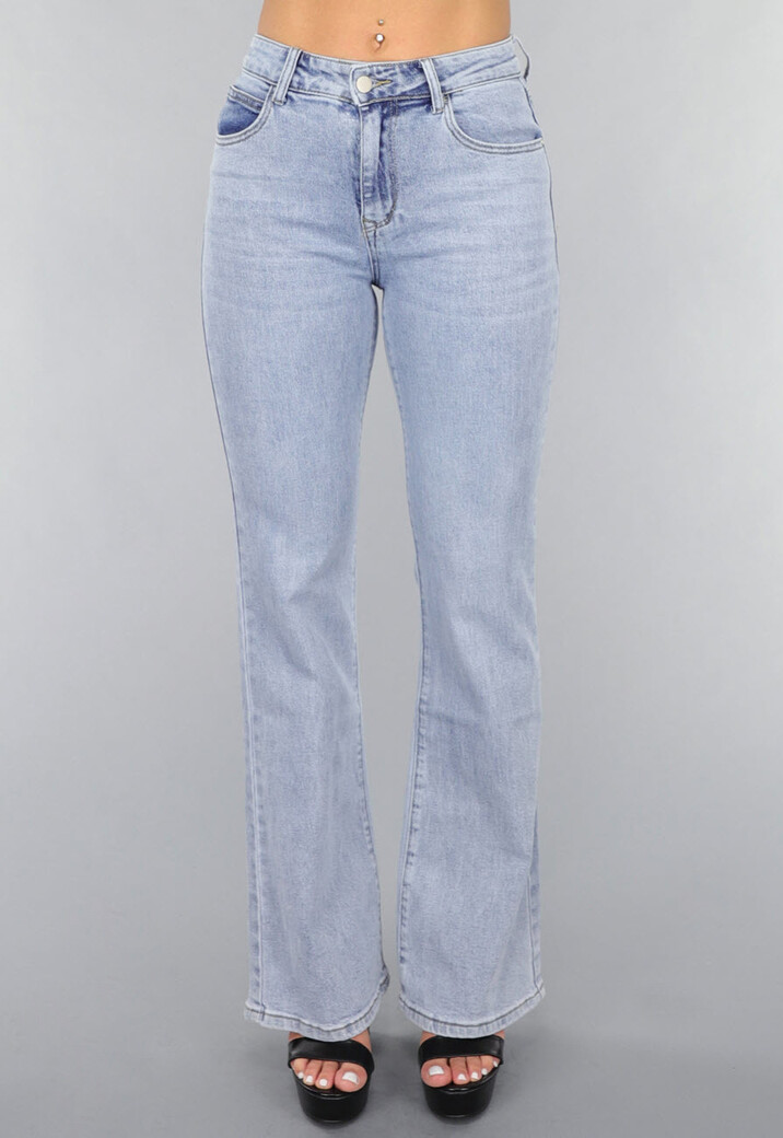 Mid Waist Flared Jeans met Wassing