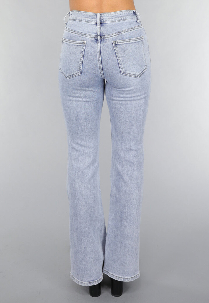 Mid Waist Flared Jeans met Wassing