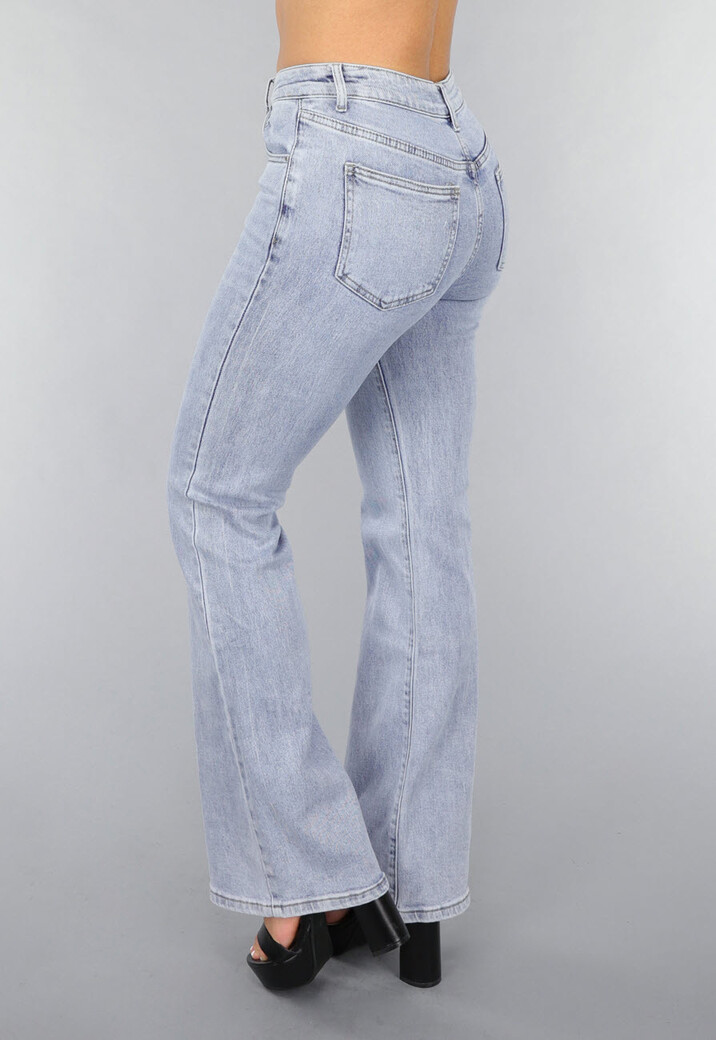 Mid Waist Flared Jeans met Wassing