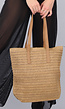 Bruine Raffia Tote Tas met Bruine Lederlook Banden