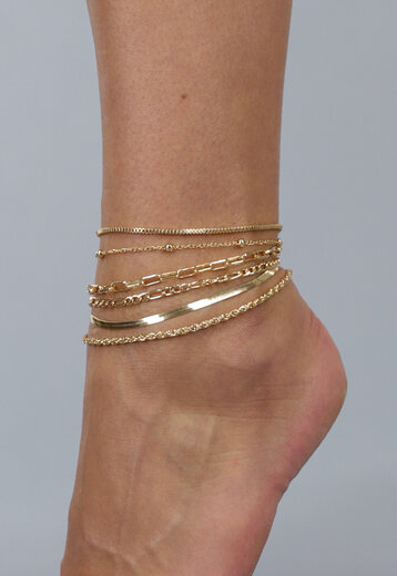 Goudkleurige Set van 6 Losse Enkelbandjes