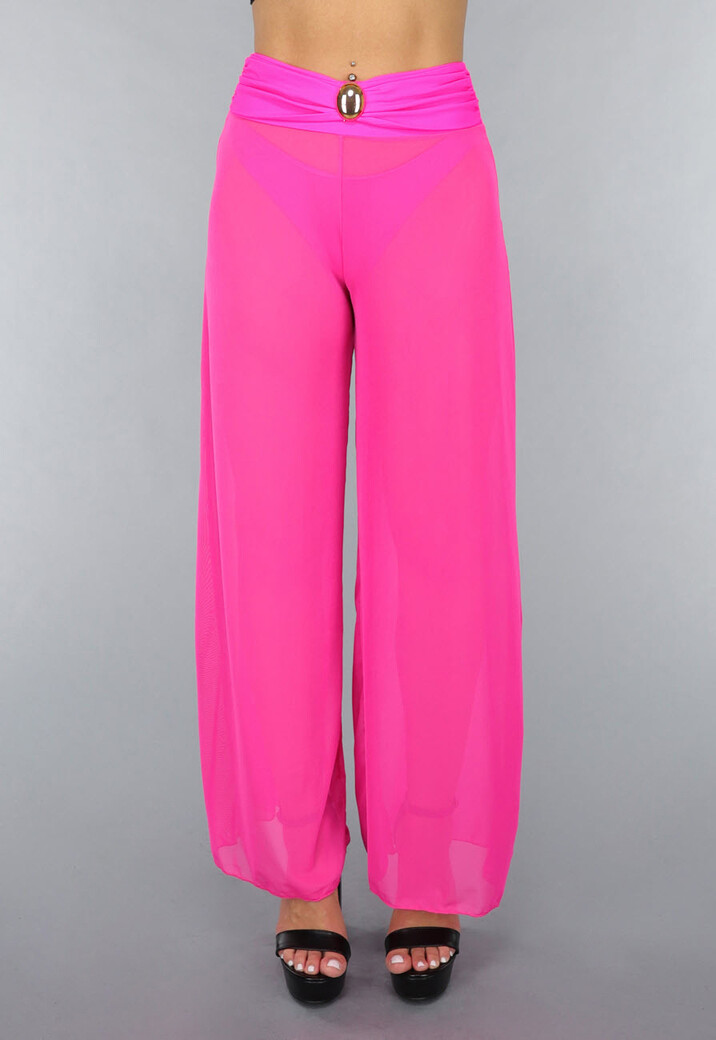 Neon Roze Wide Leg Cover-Up Broek