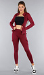 Burgundy Longsleeve Fitness Set met Zakken
