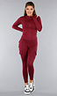 Burgundy Longsleeve Fitness Set met Zakken