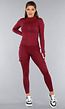 Burgundy Longsleeve Fitness Set met Zakken