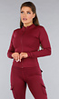 Burgundy Longsleeve Fitness Set met Zakken