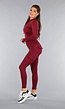 Burgundy Longsleeve Fitness Set met Zakken
