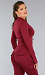 Burgundy Longsleeve Fitness Set met Zakken