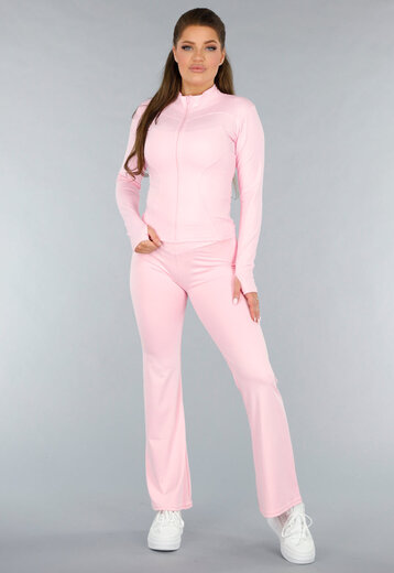 Lichtroze Sportset met Vestje en Flair Legging
