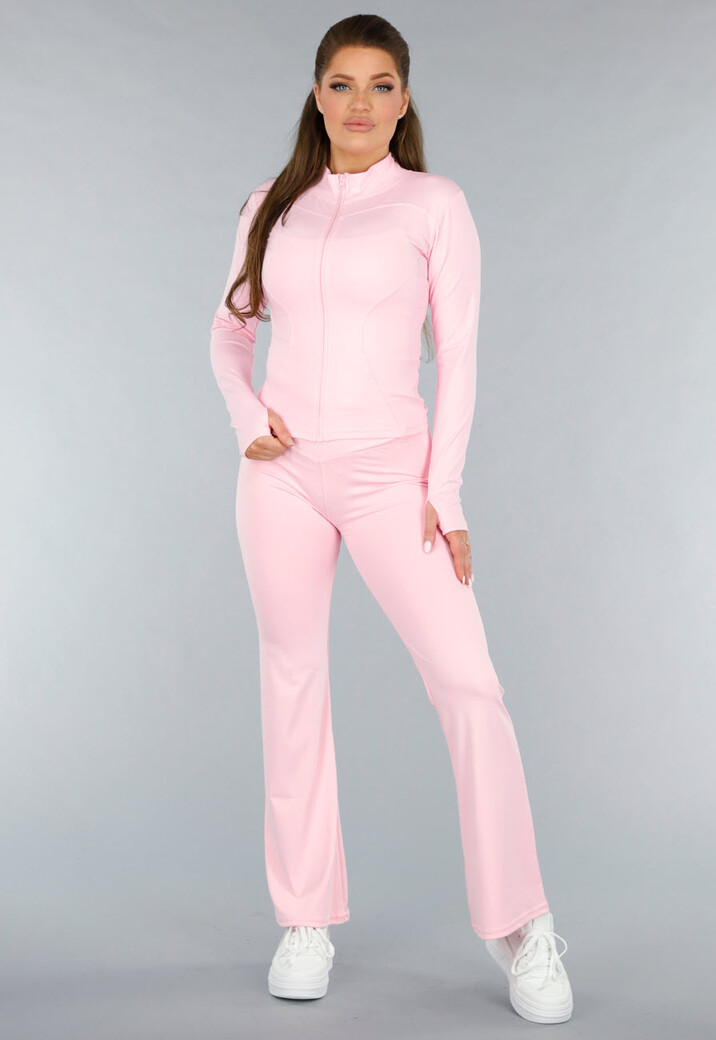 Lichtroze Sportset met Vestje en Flair Legging
