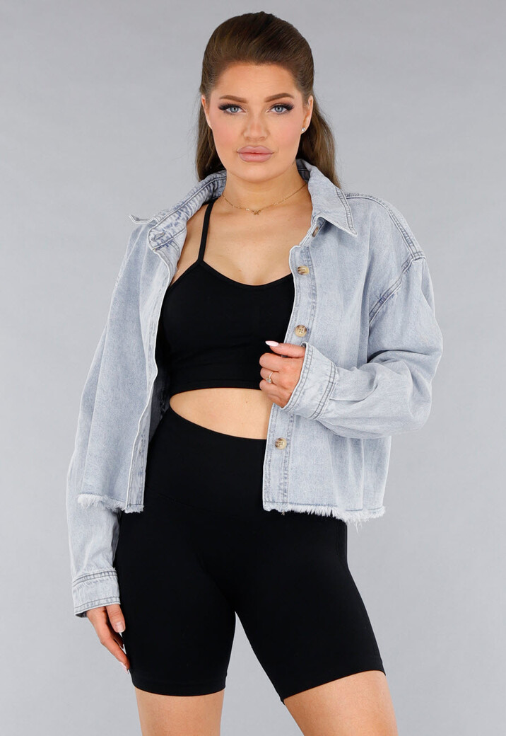 Denim Blouse Jasje met Rafels