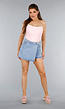 Denim Stretch Skort met Roze Sterren en Overslag