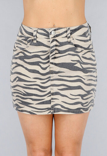 Denim Stretch Zebraprint Rok