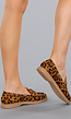 Comfortabele luipaardprint Suède Loafers met Flexibele Zool En Gouden Detail