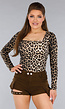 Longsleeve Leopard Stretch Top met Vierkante Hals