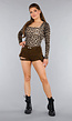 Longsleeve Leopard Stretch Top met Vierkante Hals