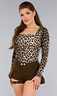 Longsleeve Leopard Stretch Top met Vierkante Hals