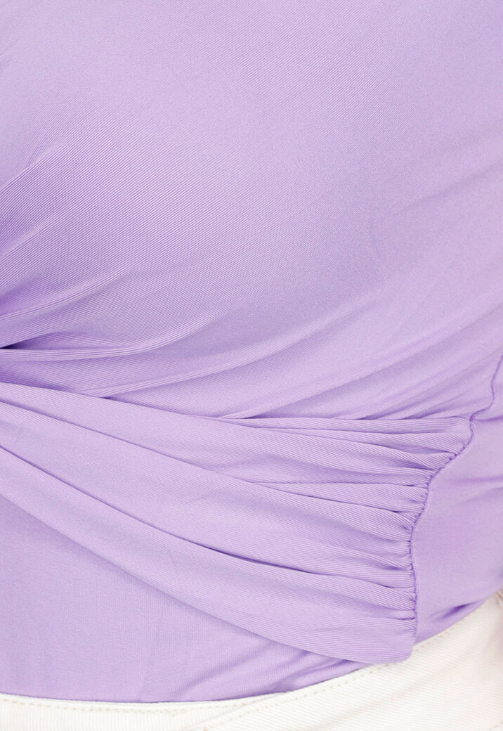 Lila Twist Bodysuit met Korte Mouwen en V-hals