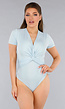 Twist Bodysuit in Lichtblauw met Korte Mouwen en V-hals