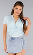 Twist Bodysuit in Lichtblauw met Korte Mouwen en V-hals