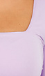 Lila Stretch Top met Vierkante Hals en Lange Mouwen