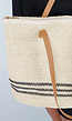 Natuurlijke Gevlochten Shopper met Leren Hengsels en Zwarte Streepdetails