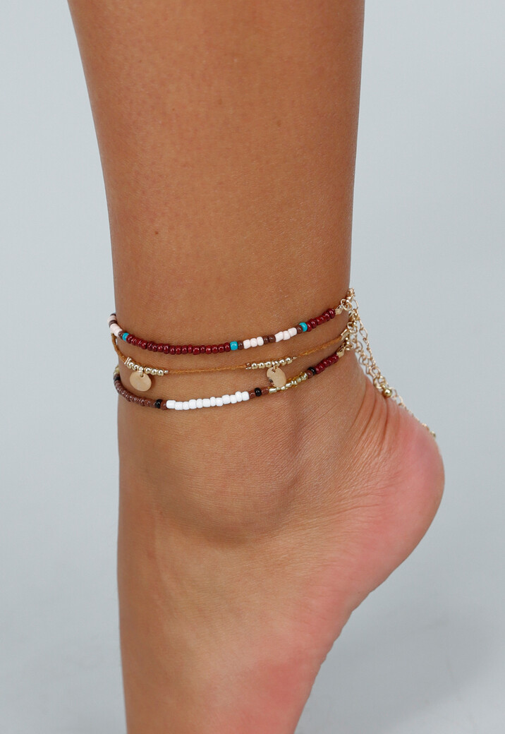 3-Delige Enkelbandjes Set met Multicolor Rocailles Kraaltjes