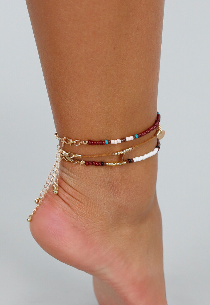 3-Delige Enkelbandjes Set met Multicolor Rocailles Kraaltjes