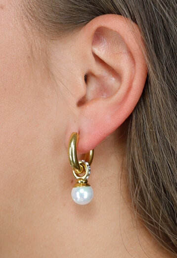 Stainless Goudkleurige Oorbel Ringetjes met Pareltjes