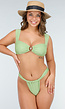 Salie Groene Padded Bikinitop met Brede Schouderbanden en Gouden Detail