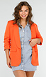 Oranje Getailleerde Blazer met Geplooide Driekwart Mouwen