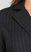 Zwarte Pinstripe Blazerjurk met Lange Mouwen, Kraag en Knoopsluiting