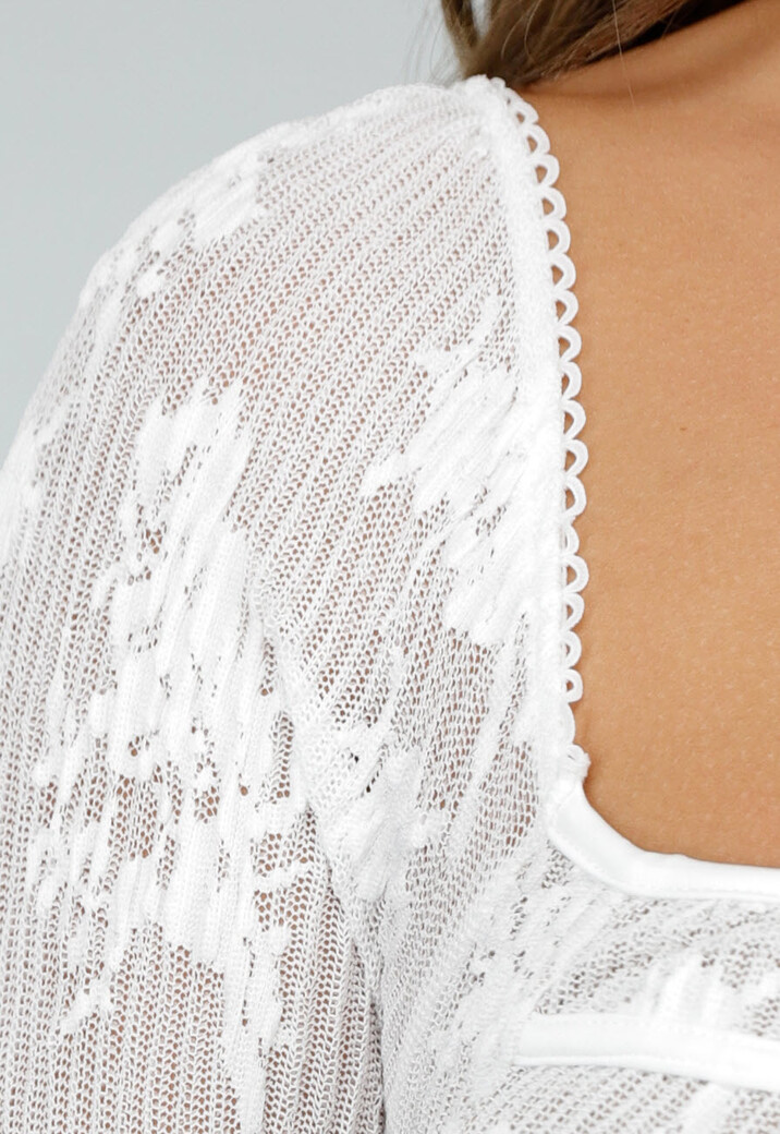 Kanten Fishtail Jurk met Uitlopende Mouwen en Halterkoord