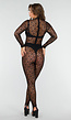 Zwart Aansluitend Kanten Catsuit met Stretch
