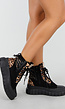 Zawrte Leopard Suede Bikerbooks met Sierveters en Rits