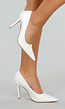 Witte Lakleren Pumps met Spitse Neus en Hoge Hak