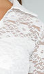 Elegante Witte Kanten Blouse met Lange Mouwen en Knoopsluiting