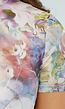 Mesh Bodysuit met Korte Mouwen en Pastelkleurige Bloemenprint in Zachte Tinten