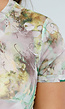 Mesh Bodysuit met Korte Mouwen en Zachte Bloemenprint