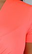 Neon Coral Twist Bodysuit met Korte Mouwen