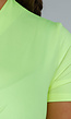 Neon Gele V-hals Bodysuit met Twist en Korte Mouwen