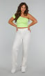 Neon Gele Stretch Crop Top met One Shoulder