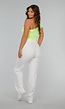 Neon Gele Stretch Crop Top met One Shoulder
