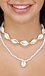 2-Delige Ketting Set met Witte Kauri Schelpjes en Rocailles Kraaltjes