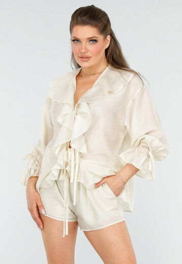 Ivoorkleurige Ruffle Set