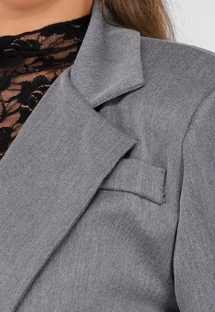 Grijs Blazerpak met Luipaard Details