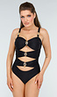Zwart Badpak met Gouden Accenten en Comfortabele Pasvorm