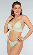 Chic Lichtgroene Bikinitop met Stijlvolle Ringen